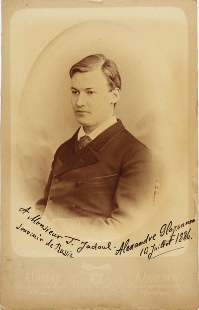 Porträt des Komponisten Alexander Glasunow, 1886 von Petersburg . Photo studio Alfred Lorens