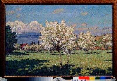 Die blühenden Kirschbäume. Gemälde von Pyotr Ivanovich Petrovichev (1874-1947) von Petr Ivanovic Petrovichev
