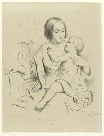Mutter mit Kind auf dem Schoß von Petrus Theodorus van Wijngaerdt