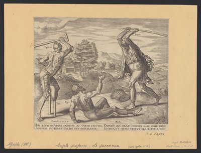 Der Müßiggänger wird von Armut und Not niedergeschlagen von Philip Galle