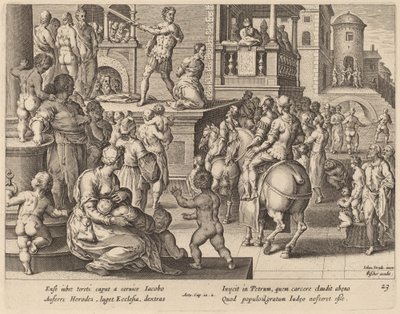 Enthauptung des Heiligen Jakobus von Philip Galle after Jan van der Straet