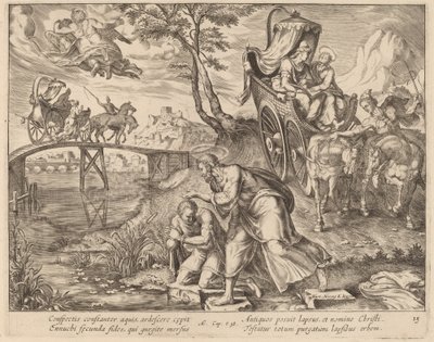 Die Taufe des Eunuchen durch den Heiligen Philippus von Philip Galle after Maerten van Heemskerck