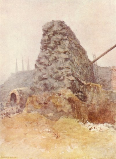 Überreste der römischen Mauer, Newgate, 1903 von Philip Norman
