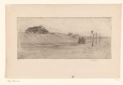 Landschaft mit Häusern, Laternen und Wagen von Philip Zilcken (signed by artist)