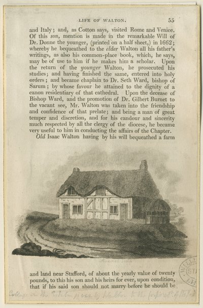 Stafford - Hütte von Isaac Walton: Gravur, undatiert [frühes 19. Jahrhundert] von Philipp Audinet