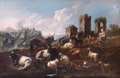 Hirte und Vieh, spätes 17. oder frühes 18. Jahrhundert von Philipp Peter Roos