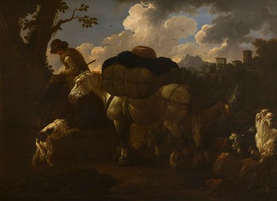 Eine bäuerliche Szene, ca. 1677-1706 von Philipp Peter called Rosa da Tivoli Roos