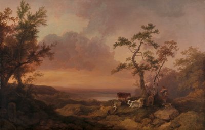 Landschaft mit Vieh und Bauer von Philippe Jacques de Loutherbourg