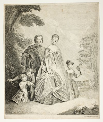 Die Familienpromenade, auch genannt Philippe Mercier, seine erste Frau und Familie von Philippe Mercier
