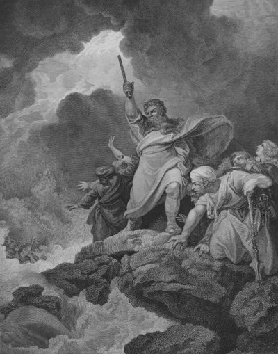 Die Zerstörung von Pharaos Heer, Exodus 14, Vers 19-31 (Gravur) von Philippe de (after) Loutherbourg