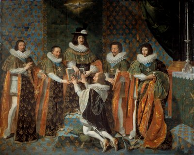 Empfang von Louis XIII. von Henri II. von Orléans, Herzog von Longueville und Estouville, Souveräner Prinz von Neufchâtel, Ritter des Ordens des Heiligen Geistes am 15.05.1633 von Philippe de Champaigne