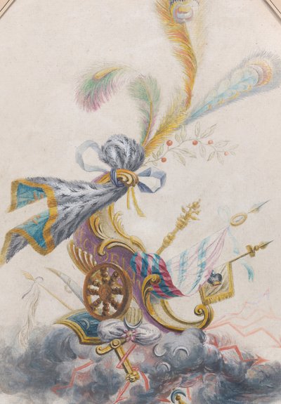 Entwurf für eine Lampasseide mit einem Triumphwagen auf einer Wolke, ca. 1770-75 von Philippe de Lasalle