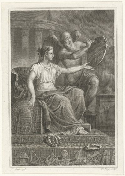 Allegorische Darstellung zum 50-jährigen Bestehen von Felix Meritis, 1827 von Philippus Velijn