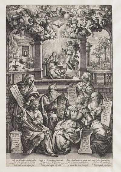 Sechs Propheten und die Verkündigung an Maria von Philips Galle (workshop of)
