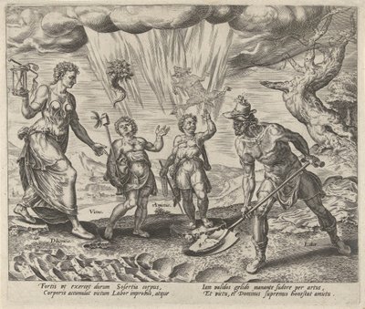 Arbeit wird mit Nahrung und Kleidung belohnt (Belohnungen für Arbeit und Fleiß) von Philips Galle