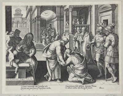 Cornelius kniet vor St. Peter von Philips Galle
