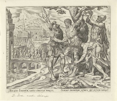 Israeliten befreien Achior (Geschichte von Judith und Holofernes) von Philips Galle
