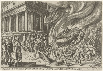 Jehu zerstört den Tempel und das Bild von Baal von Philips Galle