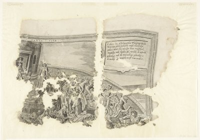 Rechteroberer Ecke einer Druckgrafik der Szene von Cebes (Tabula Cebetis Carta Vitae) von Philips Galle
