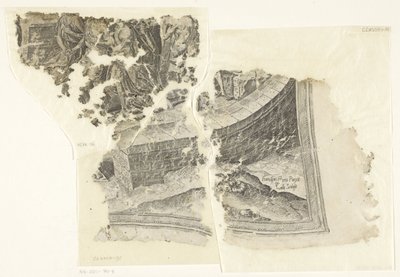 Rechteruntere Ecke einer Druckgrafik der Szene von Cebes (Tabula Cebetis Carta Vitae) von Philips Galle