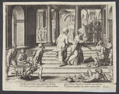 St. Peter heilt den Lahmen am schönen Tor von Philips Galle