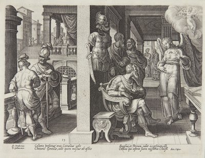 Der Engel sendet Cornelius zu St. Peter von Philips Galle