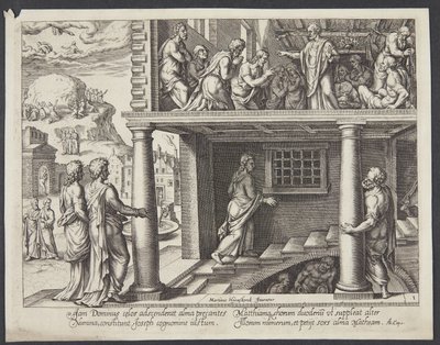 Die Rückkehr der Apostel vom Ölberg und die Wahl des Matthias zum Apostel von Philips Galle