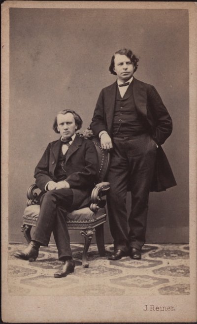 Johannes Brahms 1833-1897 und Josef Joachim 1831-1907, 1867 von Photo studio J. Reiner.