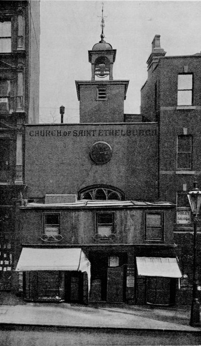 St. Ethelburgas Kirche, Bishopsgate, City of London, um 1905 1906 von Photochrom Co Ltd of London