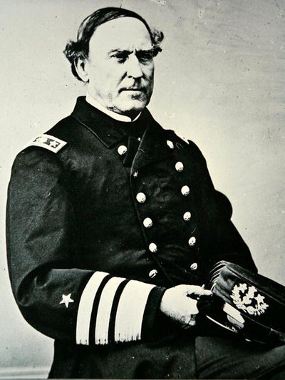 Porträt von David Glasgow Farragut (1801-1870); eroberte New Orleans 1862 und Mobile Bay von Photographer American