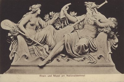 Allegorische Figuren, die den Rhein und die Mosel am Nationaldenkmal darstellen, Denkmal zur Erinnerung an die Vereinigung Deutschlands, Rüdesheim am Rhein, Hessen von Photographer German