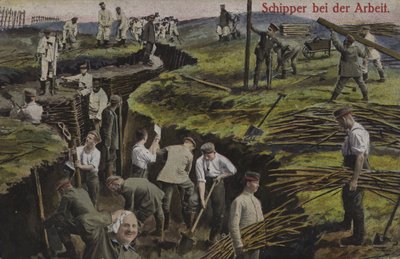 Deutsche Infanterie gräbt Schützengräben, Erster Weltkrieg von Photographer German
