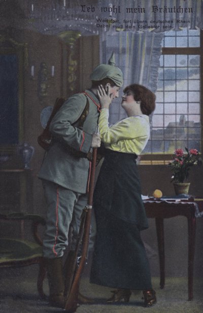 Deutscher Soldat verabschiedet sich von seiner Frau, bevor er in den Krieg zieht von Photographer German