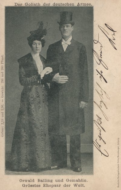 Oswald Balling und seine Frau, das größte verheiratete Paar der Welt von Photographer German