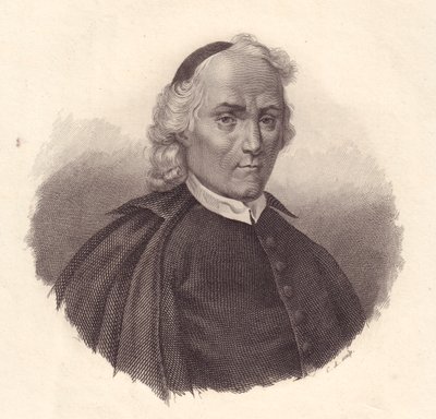 Porträt des italienischen Presbyterians und Historikers Ludovico Antonio Muratori (1672-1750), Kupferstich von Blaise Nicolas Le Sueur