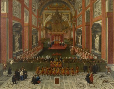 Benedikt XIII. leitet die Provinzialsynode von Rom 1725, Basilika St. Johannes im Lateran, 1725 von Pier Leone Ghezzi