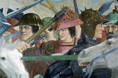 Detail aus Die Legende vom Wahren Kreuz, zeigt die Schlacht von Heraklius I. von Byzanz gegen Chosroes II. von Piero della Francesca