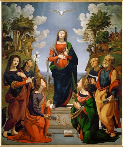 Unbefleckte Empfängnis mit sechs Heiligen von Piero di Cosimo