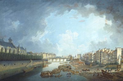 Das Erzbistum, Tournelle-Brücke und Port Saint-Bernard vom Rathaus in Paris aus gesehen, von Pierre Antoine Demachy von Pierre Antoine Demachy