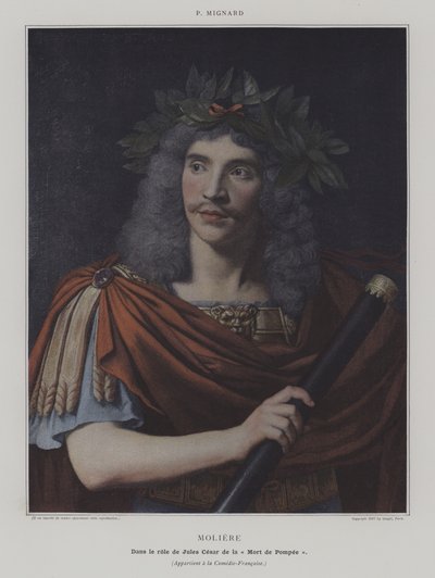 Molière in der Rolle von Julius Caesar in Der Tod des Pompeius von Pierre (after) Mignard