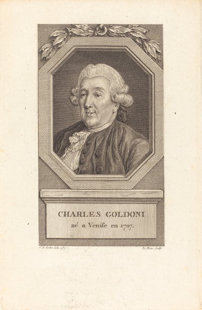 Charles Goldoni von Pierre Adrien Le Beau after Charles Nicolas Cochin II