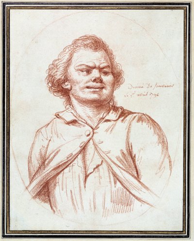 Französische Revolution: Porträt von Georges Jacques Danton (1759-1794) auf dem Weg zur Hinrichtung. Zeichnung in Rötel, zugeschrieben Pierre Wille von Pierre Alexandre Wille