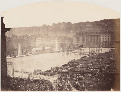 Versammlung der Truppen für Napoleon III, Place Bellecour de Lyon, 1860 von Pierre Ambroise Richebourg