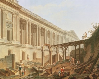 Abriss des Hotel de Bourbon und Räumung der Louvre-Kolonnade, ca. 1764 von Pierre Antoine Demachy