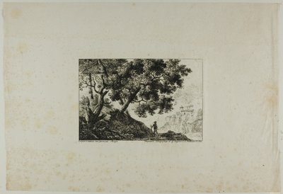Landschaft mit Mann, der einen Stab trägt von Pierre Antoine Mongin