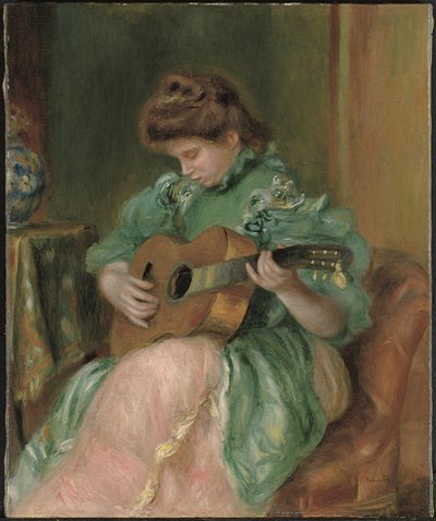 Frau mit Gitarre, um 1896-1897 von Pierre Auguste Renoir