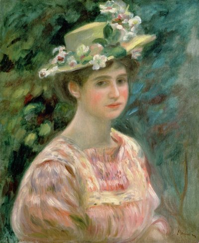 Mädchen mit Eglantinen auf ihrem Hut, ca. 1896 von Pierre Auguste Renoir
