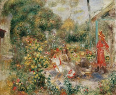 Mädchen in einem Garten in Montmartre, ca. 1893-5 von Pierre Auguste Renoir