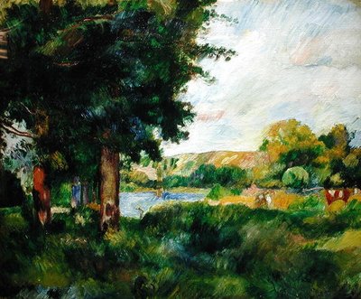 Landschaft in der Île-de-France, oder Landschaft mit großen Bäumen von Pierre Auguste Renoir