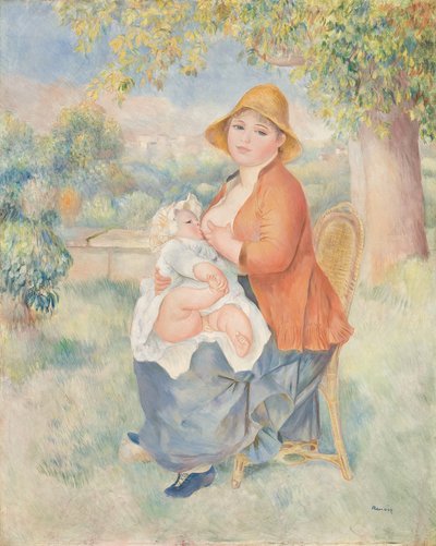 Mutterschaft oder Frau, die ihr Kind stillt (Madame Renoir und ihr Sohn) von Pierre Auguste Renoir